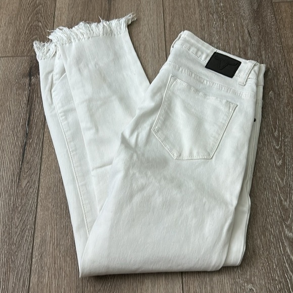 L&B Lucky and Blessed White Frayed Mid Rise Ankle Skinny Jeans Size 2 - Picture 5 of 8
